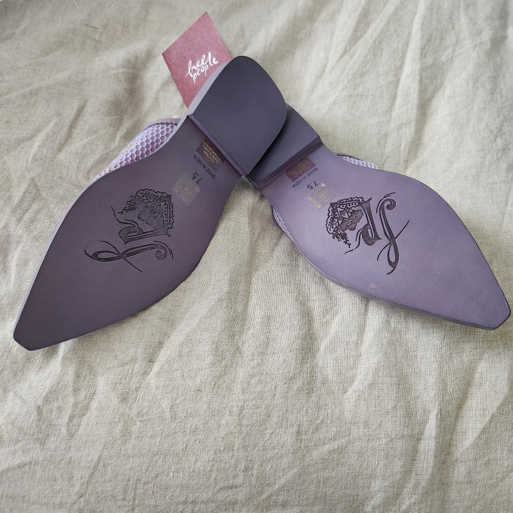 NWT FREE PEOPLE Becky Daisy Pointed Toe Mule Lavender Embroidered W 7.5 - Picture 3 of 4
